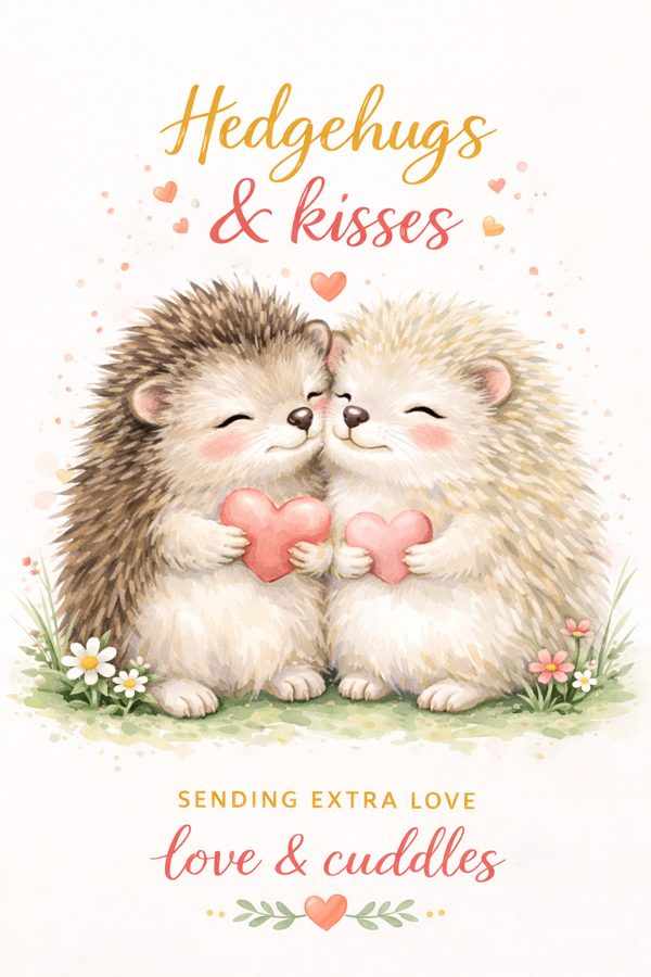 Hedgehugs & Kisses wedding card